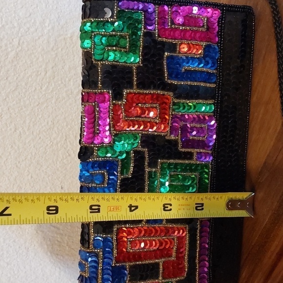 Womens Vibrant Multi-Color Sequin Bling RETRO Vintage EVENING Bag Clutch - Picture 5 of 7